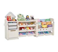 VEVOR Scaffale per Giocattoli a 4 Ripiani Libreria Porta Giocattoli Grigio Beige