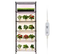 VEVOR Scaffale per Piante con Luce di Coltivazione, 6 Livelli Espositore per Piante Alte 180 cm con Ruote e Timer, Luci di Coltivazione a LED a 3 Colori da 150 W, per l'Avvio dei Semi