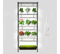 VEVOR Scaffale per Piante Fai da Te con Luci di Coltivazione, Supporto per Piante in Metallo da Interno Alto 180 cm con Ruote, Luci di Coltivazione a Spettro Completo da 192 W e 5000 K