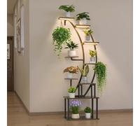 VEVOR Scaffale per Piante Moderno con Luci di Crescita, Scaffale Illuminato per Piante a 9 Livelli Alto 1600 mm, Supporto Angolato in Metallo, 3 Timer e 10 Livelli di Luminosità, Espositore per Fiori