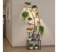 VEVOR Scaffale per Piante Moderno con Luci di Crescita, Scaffale Illuminato per Piante a 9 Livelli Alto 1600 mm, Supporto Angolato in Metallo, 3 Timer e 10 Livelli di Luminosità, Espositore per Fiori