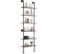 VEVOR Scaffale per Tubi Industriali 6 Ripiani, Mensole Galleggianti in Legno Rustico da Parete 610 x 250 mm Supporto per Libreria, Portaoggetti per Cucina, Camera da Letto, Bagno, Soggiorno, Nero