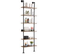 VEVOR Scaffale per Tubi Industriali 6 Ripiani, Mensole Galleggianti in Legno Rustico da Parete 610 x 250 mm Supporto per Libreria, Portaoggetti per Cucina, Camera da Letto, Bagno, Soggiorno, Nero