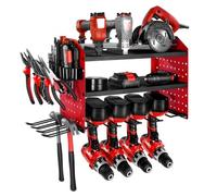 VEVOR Scaffale per Utensili Elettrici da Parete, Portautensili da Parete per Trapani a 3 Livelli con 4 Supporti per Trapano, Portaoggetti con Pannelli Forati Laterali, per Utensili da Garage Officina