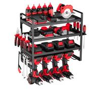 VEVOR Scaffale per Utensili Elettrici da Parete, Portautensili da Parete per Trapani a 4 Livelli con 4 Supporti per Trapano, Portaoggetti con Supporto per Cacciavite, per Utensili da Garage Officina