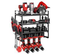 VEVOR Scaffale per Utensili Elettrici da Parete, Portautensili da Parete per Trapani a 4 Livelli con 4 Supporti per Trapano, Portaoggetti con Supporto per Cacciavite, per Utensili da Garage Officina
