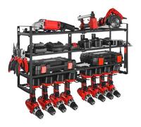 VEVOR Scaffale per Utensili Elettrici da Parete, Portautensili da Parete per Trapani a 4 Livelli con 8 Supporti per Trapano, Portaoggetti con Supporto per Cacciavite, per Utensili da Garage Officina