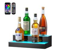 VEVOR Scaffale per Vino da Bar, Scaffale da Bar Illuminato a LED Telecomando RF Controllo APP, Scaffale Illuminazione per Bevande in Acrilico 2 Ripiani, Mensola per Bottiglia di Vino 405x200x114mm