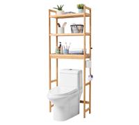 VEVOR Scaffale WC, Mobile Portaoggetti Regolabile 3 Ripiani sopra il WC, Mensola per Bagno Autoportante, con 3 Ganci, Organizer Adatto alla Maggior Parte dei WC, Lavanderia, Scaffale Portaoggetti