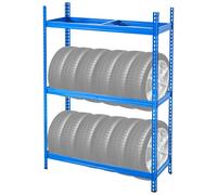 VEVOR Scaffale Porta Gomme Auto, con 2 Ripiani Fino a 12 Pneumatici Standard, Supporto Portagomme in Metallo ad Alte Prestazioni con Distanza Regolabile, Portata 150 kg Ideale per Officine Garage
