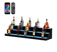 VEVOR Scaffale Portabottiglie di Vino da Bar, Scaffale da Bar Illuminato a LED Telecomando RF Controllo APP, Scaffale Illuminazione per Bevande in Acrilico 3 Ripiani, Portabottiglie 1210x300x250mm