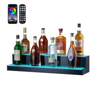 VEVOR Scaffale Portabottiglie di Vino da Bar, Scaffale da Bar Illuminato a LED Telecomando RF Controllo APP, Scaffale Illuminazione per Bevande in Acrilico 2 Ripiani, Portabottiglie 761x200x150mm
