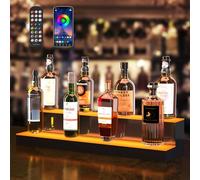 VEVOR Scaffale Portabottiglie di Vino da Bar, Scaffale da Bar Illuminato a LED Telecomando RF Controllo APP, Scaffale Illuminazione per Bevande in Acrilico 2 Ripiani, Portabottiglie 761x200x150mm