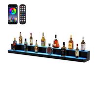 VEVOR Scaffale Portabottiglie di Vino da Bar, Scaffale da Bar Illuminato a LED Telecomando RF Controllo APP, Scaffale Illuminazione per Bevande in Acrilico 2 Ripiani, Portabottiglie 1524x200x150mm