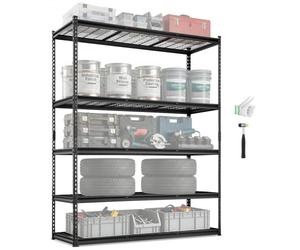 VEVOR Scaffale portaoggetti, 5 Ripiani Regolabili 2000 libbre, Scaffale Metallico Organizzatore in Metallo, Nero, 60" L x 24" L x 78" A per Cucina Dispensa Seminterrato Bagno Lavanderia Armadio
