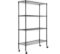 VEVOR Scaffale portaoggetti con Ruote, 4 Ripiani Regolabili, Capacità 700 Libbre, Scaffali da Garage per Carichi Pesanti Scaffale Metallico Organizzatore in Metallo, Nero, 47,2"x17,7"x74"