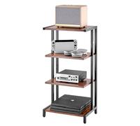 VEVOR Scaffale Portaoggetti Multimediale Altezza Regolabile 420 x 280 x 818 mm, Supporto Multimediale Audio-video 4 Ripiani in Legno per Attrezzatura Multimediale, Mobiletto Portaoggetti Marrone
