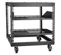 VEVOR Scaffale Portaoggetti per Attrezzi Multimediale, Carrello per Server di Rete Autoportante Profondità Regolabile 584,2-1016mm Ruote a 360° 4 Montanti Robusti, per Router Rete Apparecchiature IT