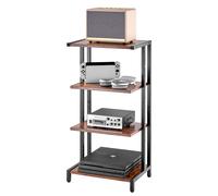 VEVOR Scaffale Portaoggetti Multimediale Altezza Regolabile 420 x 280 x 818 mm, Supporto Multimediale Audio-video 4 Ripiani in Legno per Attrezzatura Multimediale, Mobiletto Portaoggetti Marrone
