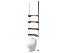 VEVOR Scaffale Portaoggetti Salvaspazio Supporto Sopra WC Regolabile 4 Ripiani, Acciaio a Basso Carbonio sopra WC, Scaffale per Bagno, Scaffale Porta Utensili per Bagno Sopra WC, Lavanderia