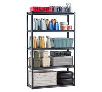 VEVOR Scaffale Portaoggetti, Scaffale Portaoggetti a 5 Livelli, Ripiani in Metallo Regolabili, Scafandro per Cucina, Magazzino, Seminterrato, Scaffalatura Nero 1361 kg, 457 x 1219,2 x 1981 mm