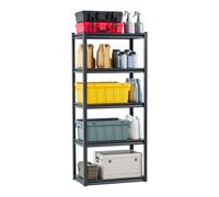 VEVOR Scaffale Portaoggetti, Scaffale Portaoggetti a 5 Livelli, Ripiani in Metallo Regolabili, Scafandro per Cucina, Magazzino, Seminterrato, Scaffalatura Nero 907 kg, 457,2 x 812,8 x 1828 mm