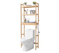 VEVOR Scaffale WC, Mobile Portaoggetti Regolabile 3 Ripiani sopra il WC, Mensola per Bagno Autoportante, con 3 Ganci, Organizer Adatto alla Maggior Parte dei WC, Lavanderia, Scaffale Portaoggetti