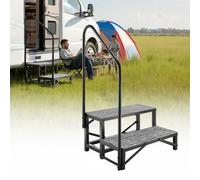 VEVOR Scala Mobile per Roulotte, Scaletta a 2 Gradini con Corrimano per Camper Roulotte in Acciaio Legato per Animali Domestici Carico max 299,38 kg, Scala Portatile per Piscina Camper Caravan