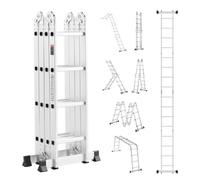 VEVOR Scala Pieghevole Multiuso, Scala Telescopica Regolabile 4 Gradini con Struttura ad A, Scala Estensibile per Impieghi Gravosi con Altezza 4,7 m Capacità 149,7 kg per Lavori Domestici all'Aperto
