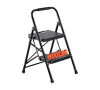 VEVOR Scala Pieghevole per Uso Domestico con 2 Gradini, con Ampio Pedale Antiscivolo e Comoda Impugnatura, Scala in Acciaio Portatile Leggera con Capacità di 272 kg, Multiuso per Cucina, Casa, Nero