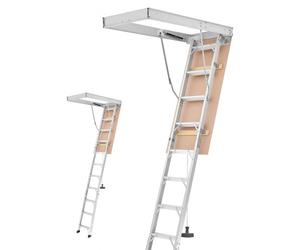 VEVOR Scala Retrattile per Soffitta in Alluminio, Scala Pieghevole, Altezza Soffitto 299-314 cm / 233,5-299 cm, Apertura 1372 x 572 mm, Capacità 170 kg, Pieghevole con Botola, per Accesso Mansarda