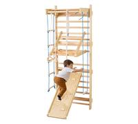 VEVOR Scala Svedese a Parete, Portata 99,8 kg Spalliere d'Arrampicata per Interni 8 in 1 con 15 Gradini, Set da Gioco con Scala a Muro, Scivolo, Barra per Trazioni, Anelli da Ginnastica, Altalena