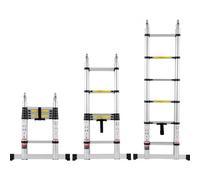 VEVOR Scala Telescopica a Forma di A da 3810 mm Scala Estensibile in Alluminio, Capacità di 170 kg Scala Pieghevole con Retrazione Multi-pulsante, con Barra Stabilizzatrice, per Camper, Roulotte