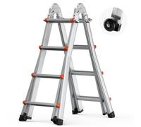 VEVOR Scala Telescopica A Frame 4000 mm Scala Estensibile Compatta in Alluminio, Carico di 149,7 kg Scala Pieghevole Portatile Multifunzione per Camper, per Compiti a Casa, Tetto Interno ed Esterno