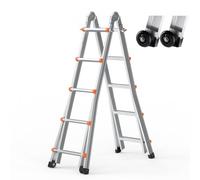 VEVOR Scala Telescopica A Frame, Scala Estensibile Compatta in Alluminio 5120 mm, Scala Pieghevole Portatile, Scala Telescopica per Camper, Compiti a Casa, Tetto Interno ed Esterno, Carico 149,7 kg