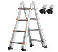 VEVOR Scala Telescopica con Telaio ad A, Scala Estensibile Compatta in Alluminio, 4.670 mm, Scala per Camper Pieghevole Portatile Multifunzione per Compiti, Tetto per Interni ed Esterni, 149,7kg