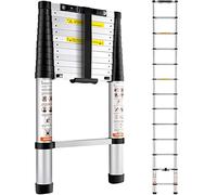 VEVOR Scala Telescopica in Alluminio Estensibile Altezza Max. 3,8m Portatile 10 kg, Scala Telescopica Allungabile in Alluminio Portatile Salva Spazio Portata Massima 170 kg per Riparazione Domestico