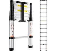 VEVOR Scala Telescopica in Alluminio Estensibile Altezza Max. 3,8m Portatile 10 kg, Scala Telescopica Allungabile in Alluminio Portatile Salva Spazio Portata Massima 170 kg per Riparazione Domestico