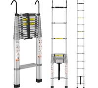 VEVOR Scala Telescopica in Alluminio Estensibile Altezza Max. 4,6m Portatile 13,2kg, Scala Telescopica Allungabile in Alluminio Portatile Salva Spazio Portata Massima 190kg per Riparazione Domestico
