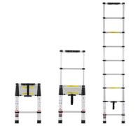 VEVOR Scala Telescopica, Scala Estensibile Leggera in Alluminio 2600 mm, Scala Pieghevole con Retrazione a un Pulsante,, Capacità 170 kg con Piedini Antiscivolo, Scale Compatte per Camper Soppalco