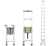 VEVOR Scala Telescopica, Scala Estensibile Leggera in Alluminio 5036 mm, Scala Pieghevole con Retrazione Multi-pulsante, Capacità 190 kg con Piedini Antiscivolo, Scale Compatte per Camper Soffitta