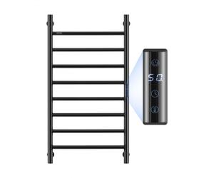 VEVOR Scaldasalviette Termoarredo, Portasciugamani Riscaldato con 8 Barre, Scaldasalviette Impermeabile con Timer e Display LED, 5 Livelli di Temperatura Regolabili, Montaggio a Parete, Nero