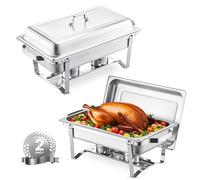 VEVOR Scaldavivande a Buffet 7,5 L Set di Scaldavivande in Acciaio Inox 2 Pezzi