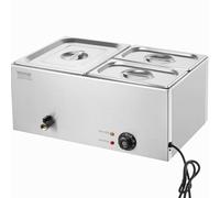 VEVOR 1200W 16 L Piastra Riscaldante Elettrica 1 x 1/2 2 x 1/4 Dimensioni, 1200 W Scaldavivande da Tavolo in Acciaio Inossidabile 30-85 °C Controllo della Temperatura