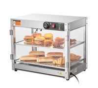 VEVOR Vetrina Scaldavivande Commerciale 2 Livelli con Luce Appoggio per Pizza