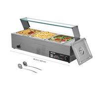 VEVOR Scaldavivande Commerciale 3 x 8,8 L Scaldavivande da Tavolo 1500 W Argento