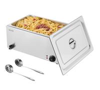 VEVOR Scaldavivande Commerciale da Banco Scaldavivande Elettrico a Vapore Contenitore Dimensione Standard 1200 W in Acciaio Inox Temperatura tra 30 e 80 °C per Catering, Buffet Feste