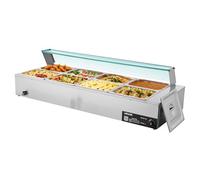 VEVOR Scaldavivande Commerciale, Scaldavivande Elettrico in Acciaio Inox da 1700 W con Coperchio in Vetro, Bagnomaria da Banco a 8 Teglie, con Mestoli per Zuppa e Forati, per Ristoranti