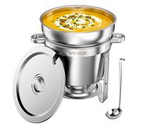 VEVOR Scaldavivande per Zuppa in Acciaio Inox da 10,4L con Coperchio Buffet Contenitore per Alimenti Pentola Rotonda, Servizio di Catering, Banchetti, Feste, Eventi, Cena di Gruppo, con Combustibile