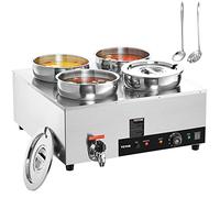 VEVOR Scaldazuppe Elettrico 580 x 648 x 310 mm Scaldavivande Commerciale in acciaio inox 4 x 8,14 L 1500 W Temperatura Regolabile 30-85 °C Protezione da Bruciature a Secco per Buffet del Ristorante